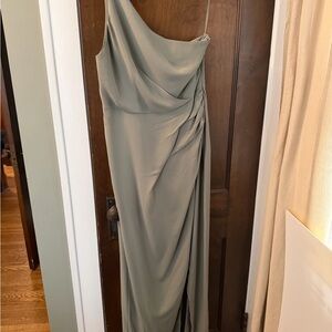 BHLDN One-Shoulder Dress in Sage Green